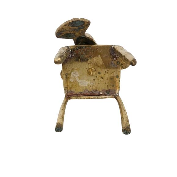 Vintage Brass Frog on A Chair - Picture 8 of 11